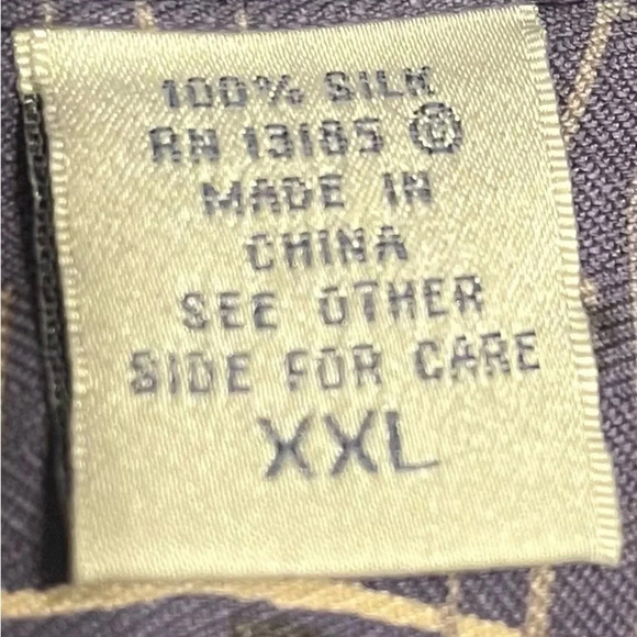 Burns Bibas men’s vintage 100% silk button up geometric print shirt, size XXL. - Picture 5 of 6